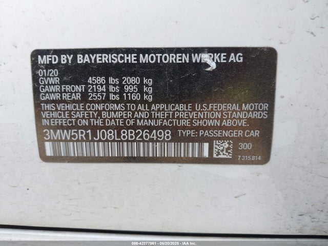 2020 BMW 330I 3MW5R1J08L8B26498 Photo 8