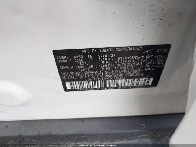 4S4BTANC8L3194137 Subaru Outback Limited