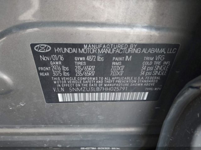 5NMZU3LB7HH025791 Hyundai Santa Fe Sport 2.4l