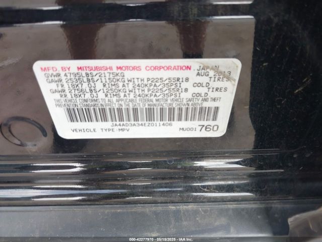 2014 MITSUBISHI OUTLANDER JA4AD3A34EZ011406 Photo 8