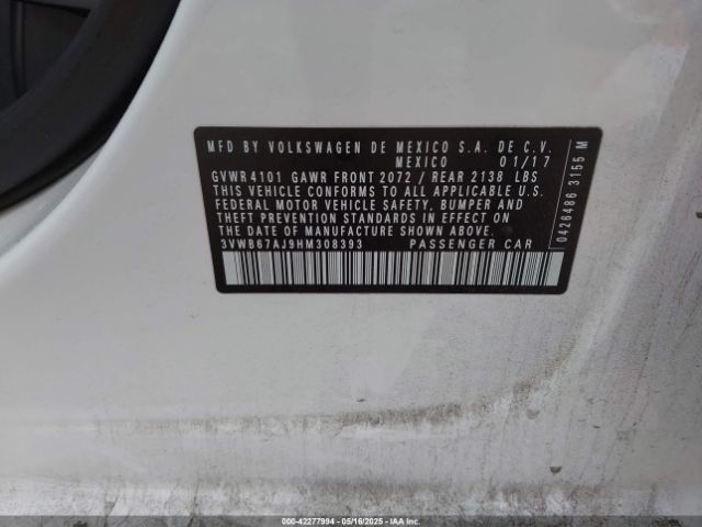 3VWB67AJ9HM308393 Volkswagen Jetta 1.4t Se