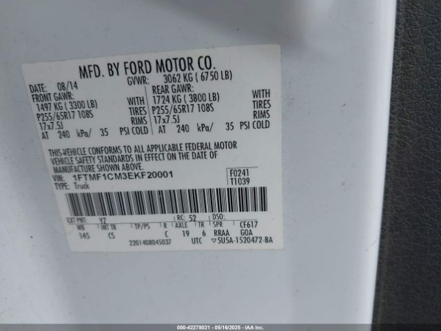 1FTMF1CM3EKF20001 Ford F-150 Xl