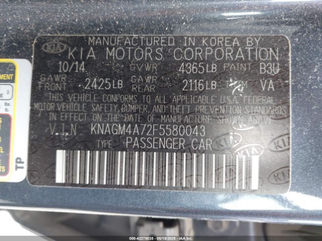 KNAGM4A72F5580043 KIA Optima Lx