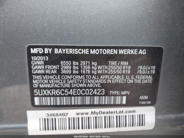 5UXKR6C54E0C02423 BMW X5 Xdrive50i