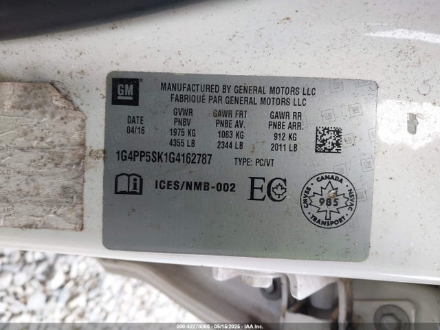 1G4PP5SK1G4162787 Buick lea - gas/alc, sidi, alum, ho