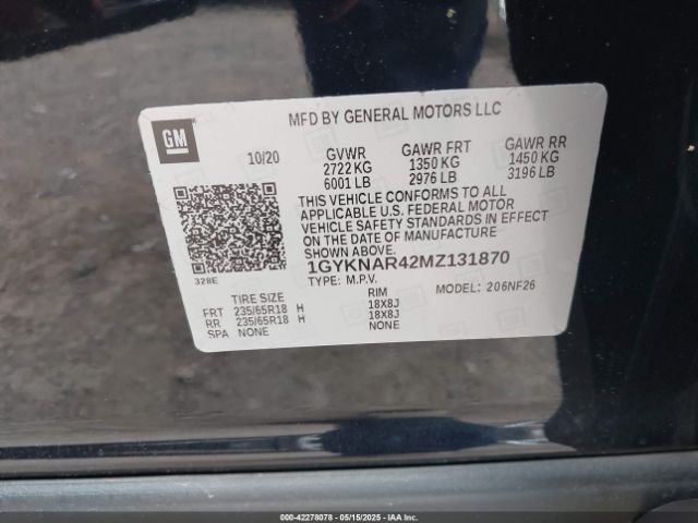 2021 CADILLAC XT5 1GYKNAR42MZ131870 Photo 8