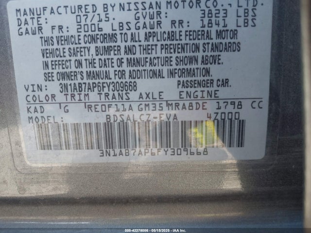 Nissan SENTRA S 2015 3N1AB7AP6FY309668 Image 9