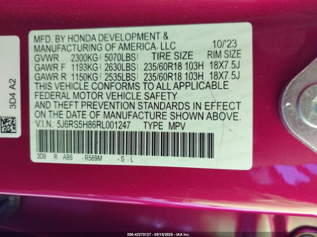 5J6RS5H86RL001247 Honda lfc3