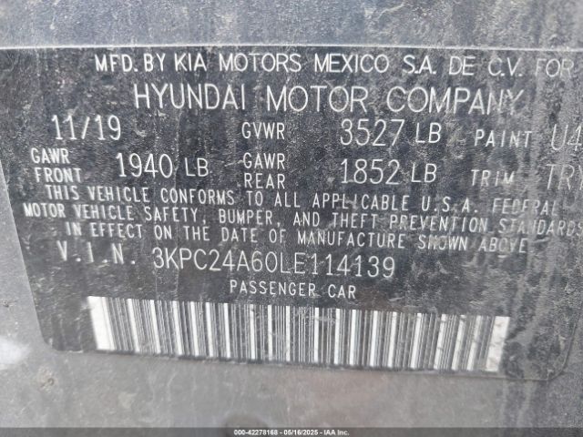 2020 HYUNDAI ACCENT 3KPC24A60LE114139 Photo 8