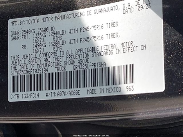 3TYAZ5CN6PT039184 Toyota Tacoma Sr5 V6
