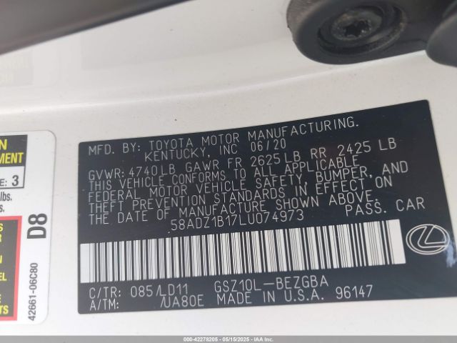 2020 LEXUS ES 350 58ADZ1B17LU074973 Photo 8