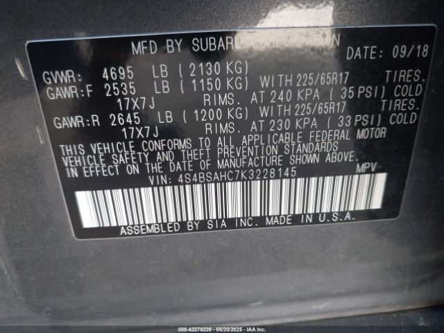 4S4BSAHC7K3228145 Subaru na u5