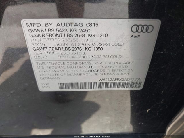 WA1L2AFPXGA047908 Audi Q5 2.0t Premium
