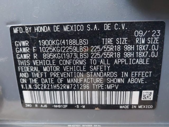 2024 HONDA HR-V 3CZRZ1H52RM721296 Photo 8