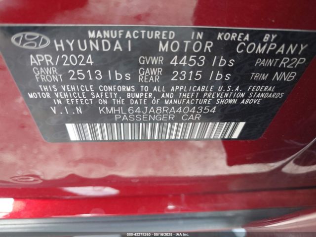 2024 HYUNDAI SONATA KMHL64JA8RA404354 Photo 8