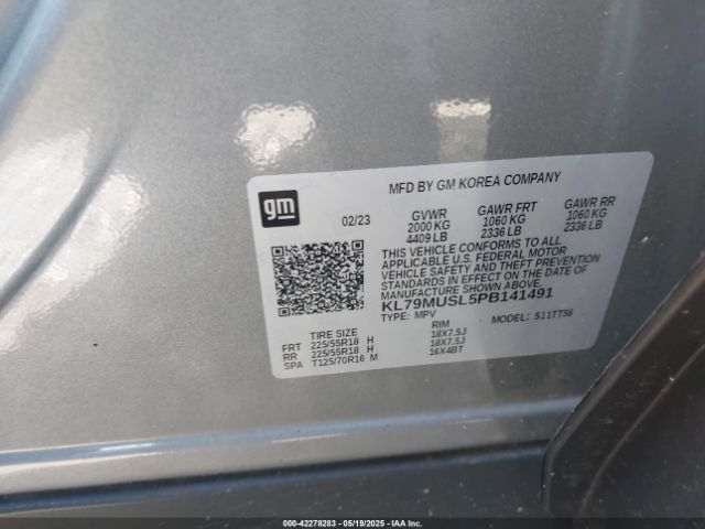KL79MUSL5PB141491 Chevrolet Trailblazer Awd Rs