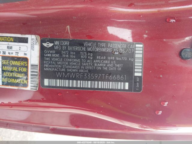 2007 MINI COOPER WMWRF33597TF66861 Photo 8