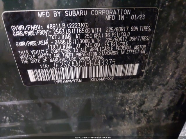 JF2SKAAC0PH443375 Subaru Forester