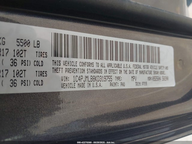 1C4PJMLB8KD319755 Jeep Cherokee Latitude Plus 4x4