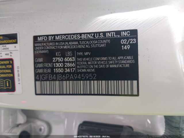 4JGFB4JB6PA945952 Mercedes-Benz m264