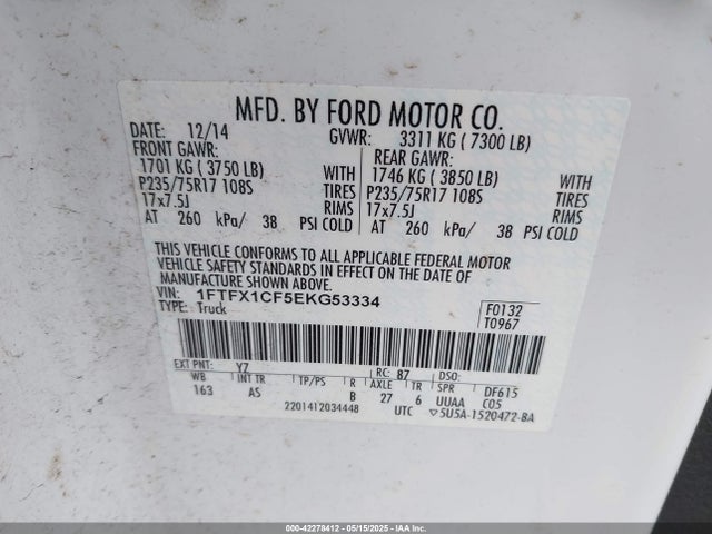 1FTFX1CF5EKG53334 Ford F-150 Xl