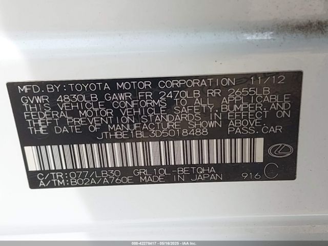2013 LEXUS GS 350 JTHBE1BL3D5018488 Photo 8