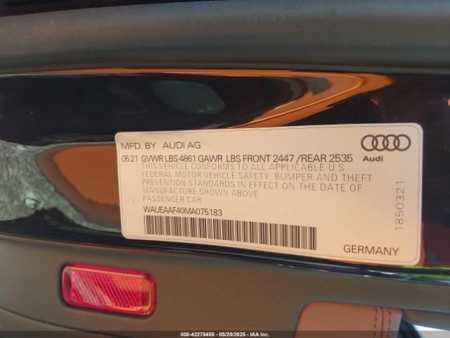 2021 AUDI A4 WAUEAAF40MA075183 Photo 8