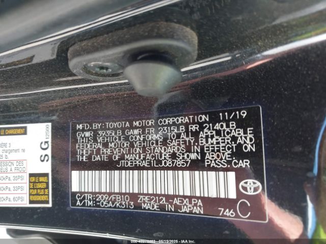 JTDEPRAE1LJ087857 Toyota COROLLA LE