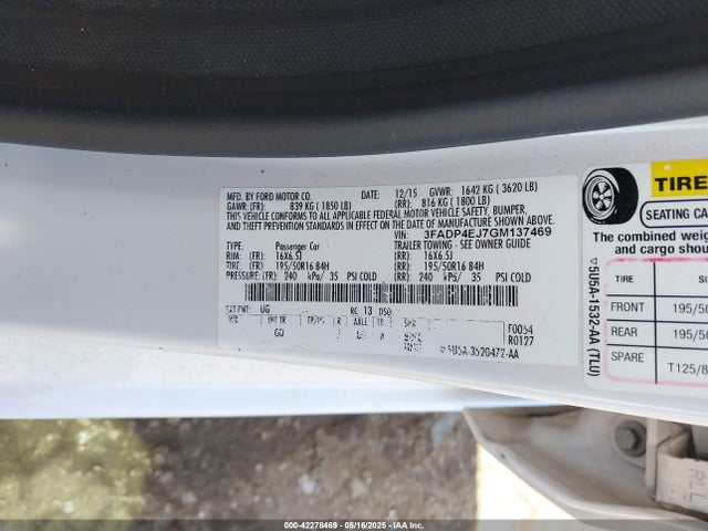 3FADP4EJ7GM137469 Ford FIESTA SE