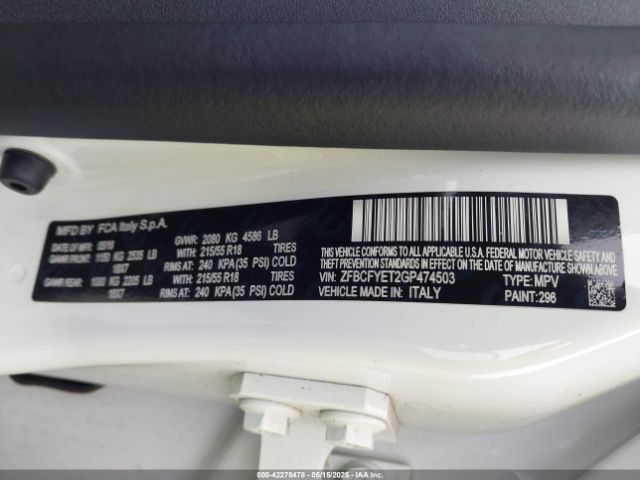 ZFBCFYET2GP474503 Fiat 500x Trekking Plus