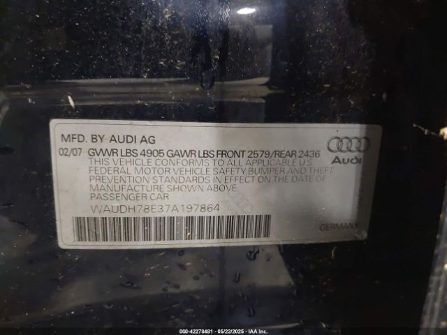 2007 AUDI A4 WAUDH78E37A197864 Photo 8