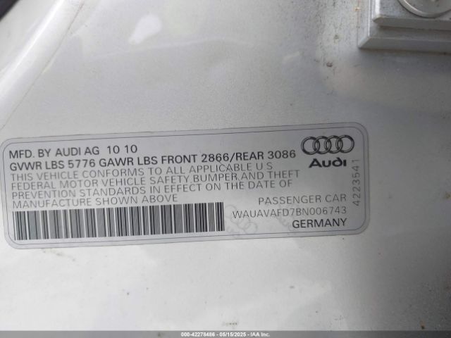 2011 AUDI A8 WAUAVAFD7BN006743 Photo 8