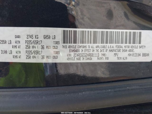 2C4RDGEG2HR681113 Dodge Grand Caravan Gt