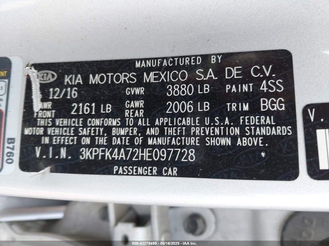 KIA mpi nu 2017 3KPFK4A72HE097728 Image 9