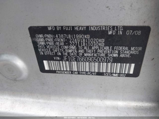 2009 SUBARU IMPREZA JF1GE76609G500979 Photo 8