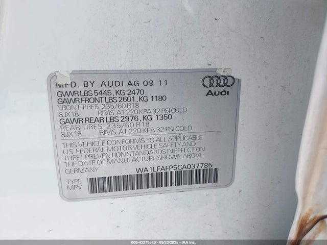 2012 AUDI Q5 WA1LFAFP5CA037785 Photo 8