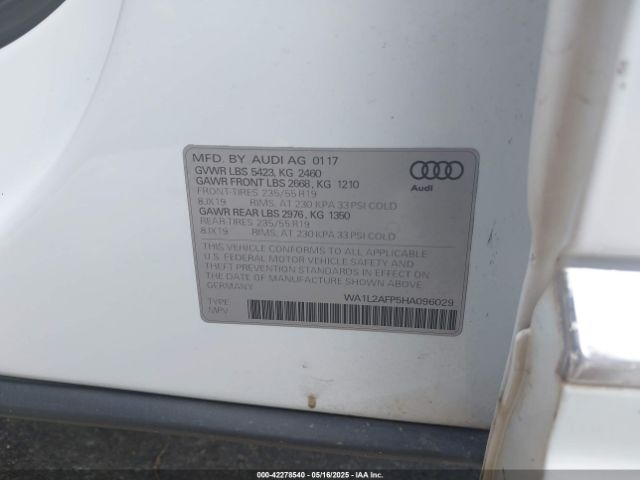 2017 AUDI Q5 WA1L2AFP5HA096029 Photo 8