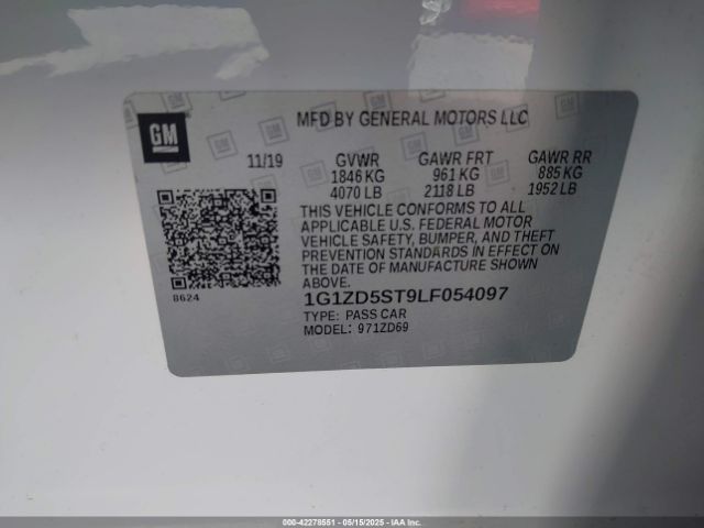 1G1ZD5ST9LF054097 Chevrolet Malibu Fwd Lt