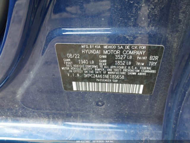 3KPC24A61NE185658 Hyundai ACCENT SE