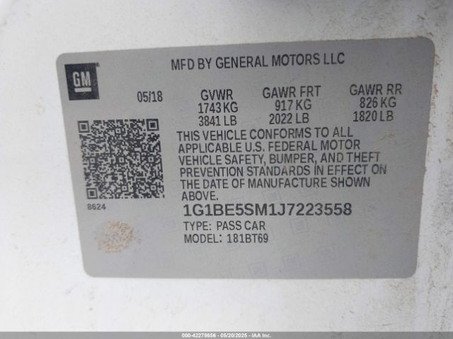 1G1BE5SM1J7223558 Chevrolet Cruze Lt Auto