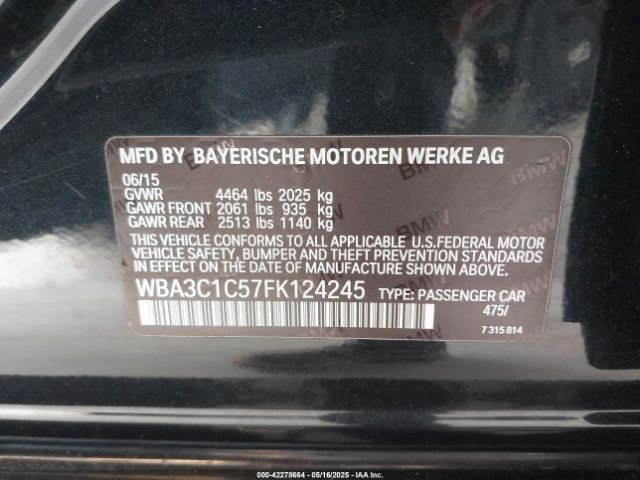 WBA3C1C57FK124245 BMW 2015