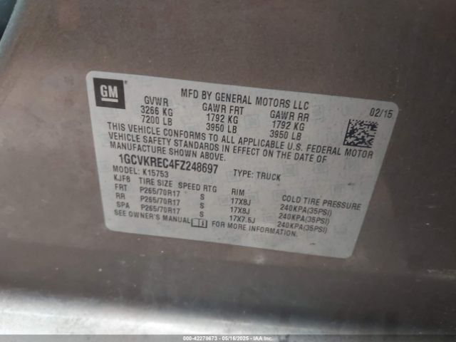 2015 CHEVROLET SILVERADO 1500 1GCVKREC4FZ248697 Photo 8