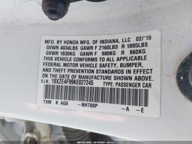 19XZE4F99KE027245 Honda Insight Touring