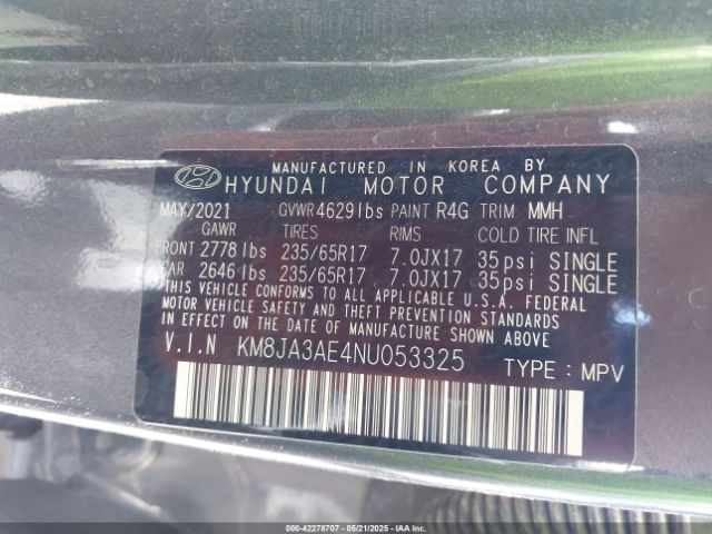 KM8JA3AE4NU053325 Hyundai gdi theta iii