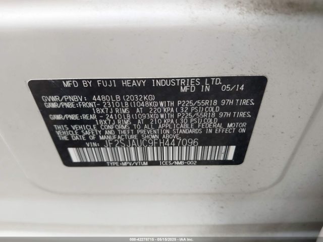JF2SJAUC9FH447096 Subaru Forester 2.5i Touring