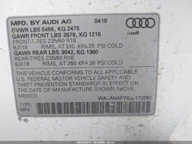 2018 AUDI Q5 WA1ANAFYXJ2172061 Photo 8