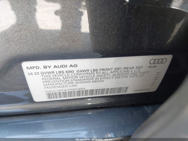 WAULSAF81PN011643 Audi tfsi