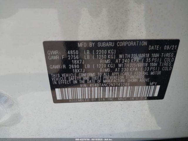 4S4BTANC2N3143266 Subaru Outback Limited