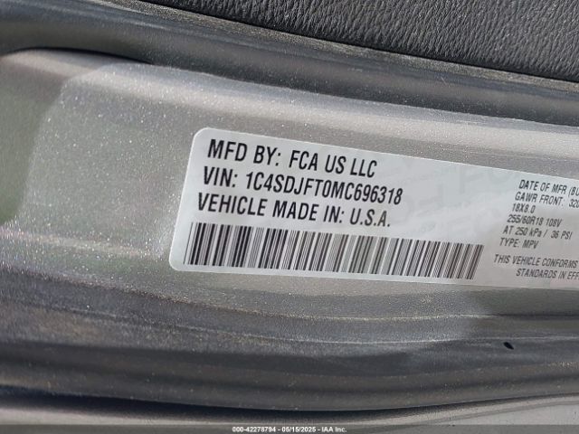 1C4SDJFT0MC696318 Dodge Durango Pursuit