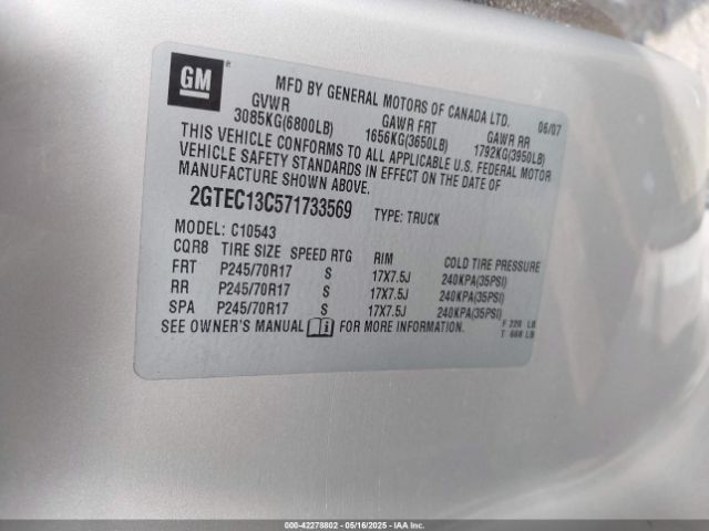 2007 GMC SIERRA 1500 2GTEC13C571733569 Photo 8